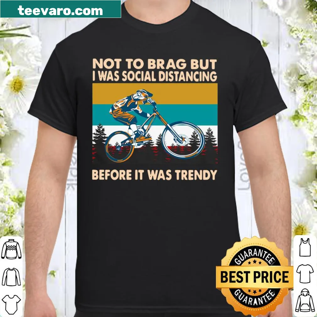 Playful mountain biking shirt with humorous social distancing text.