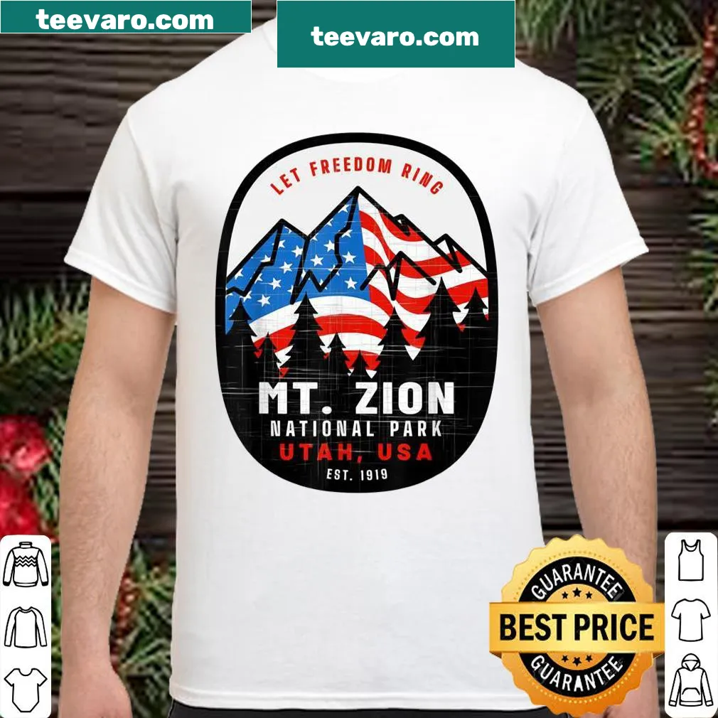 Retro patriotic shirt featuring Mt. Zion National Park design