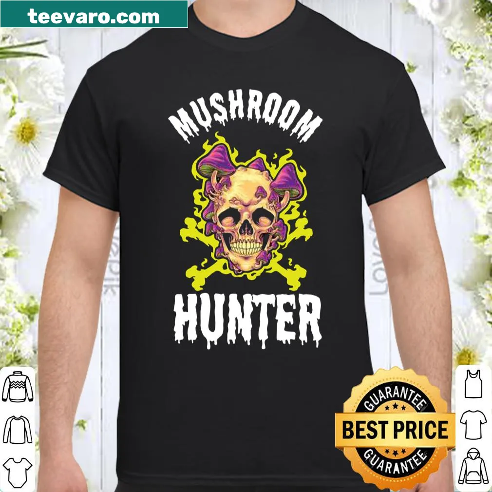 Mushroom hunting shirt with playful graphic and bold lettering