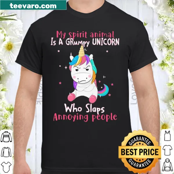 Shirt with a humorous slogan about a grumpy unicorn