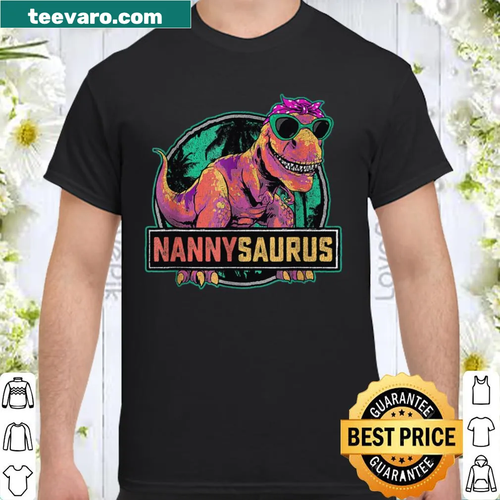 Cartoon T-Rex graphic with Nannysaurus text for nannies