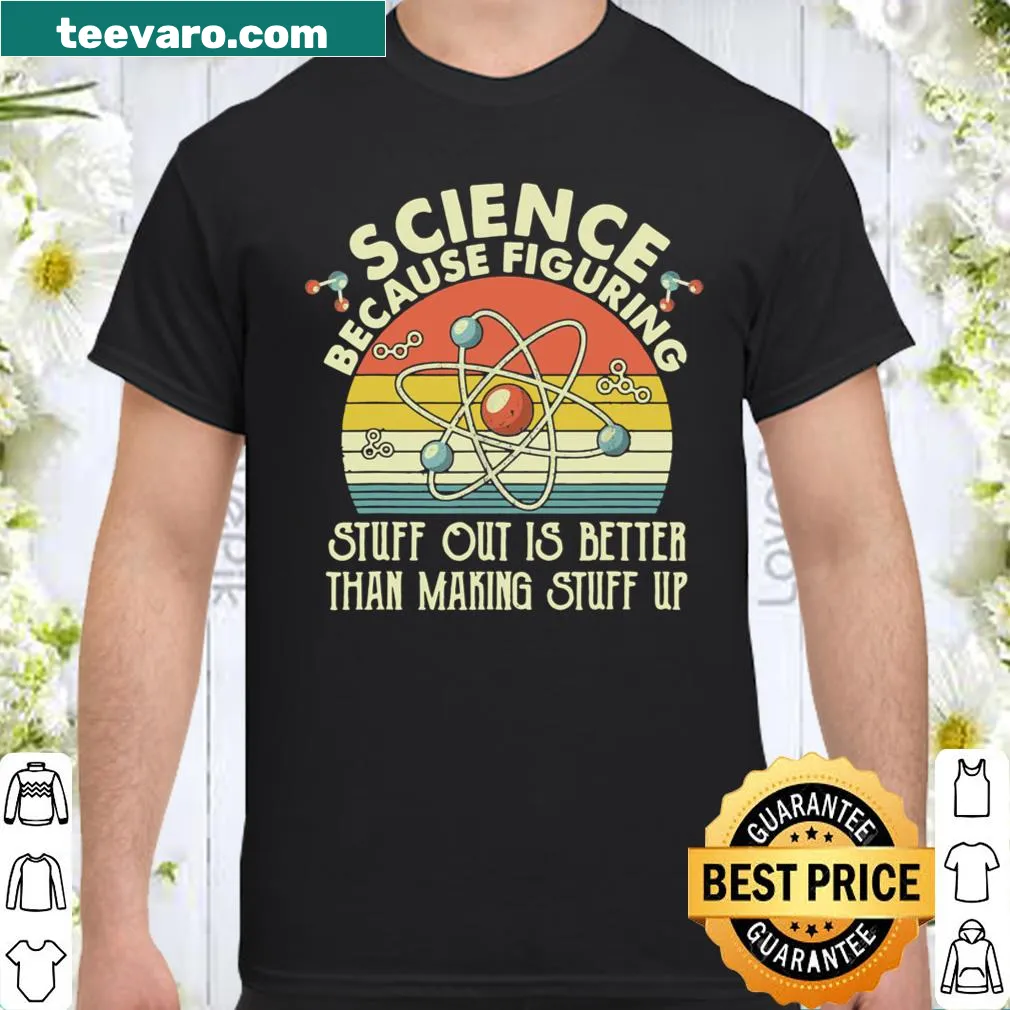 Vintage distressed shirt with science-themed graphic and playful text