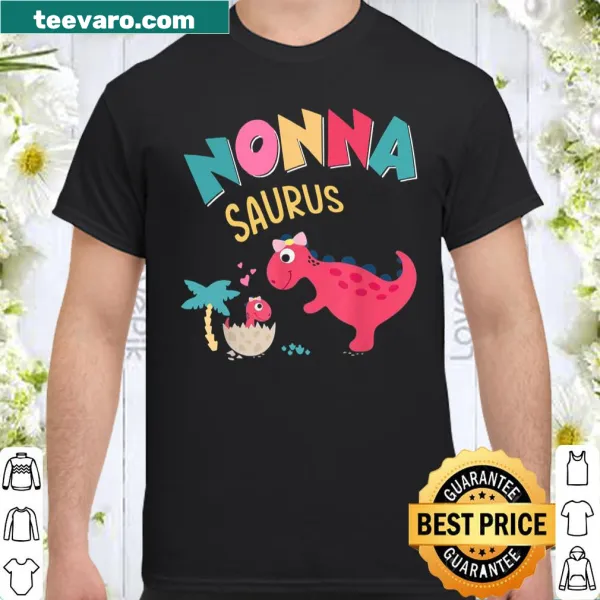 Cartoon T-Rex chef 'Nonnasaurus' graphic on a shirt