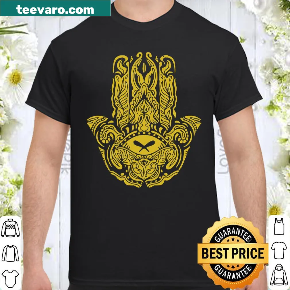 Hamsa hand symbol shirt with intricate illustration