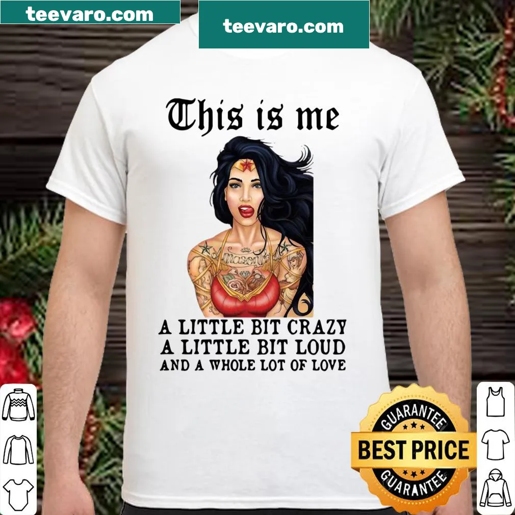 Graphic t-shirt showcasing a tattooed girl with a playful message.