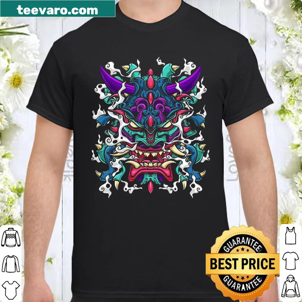 Japanese Oni Mask Hannya demon shirt with intricate illustration