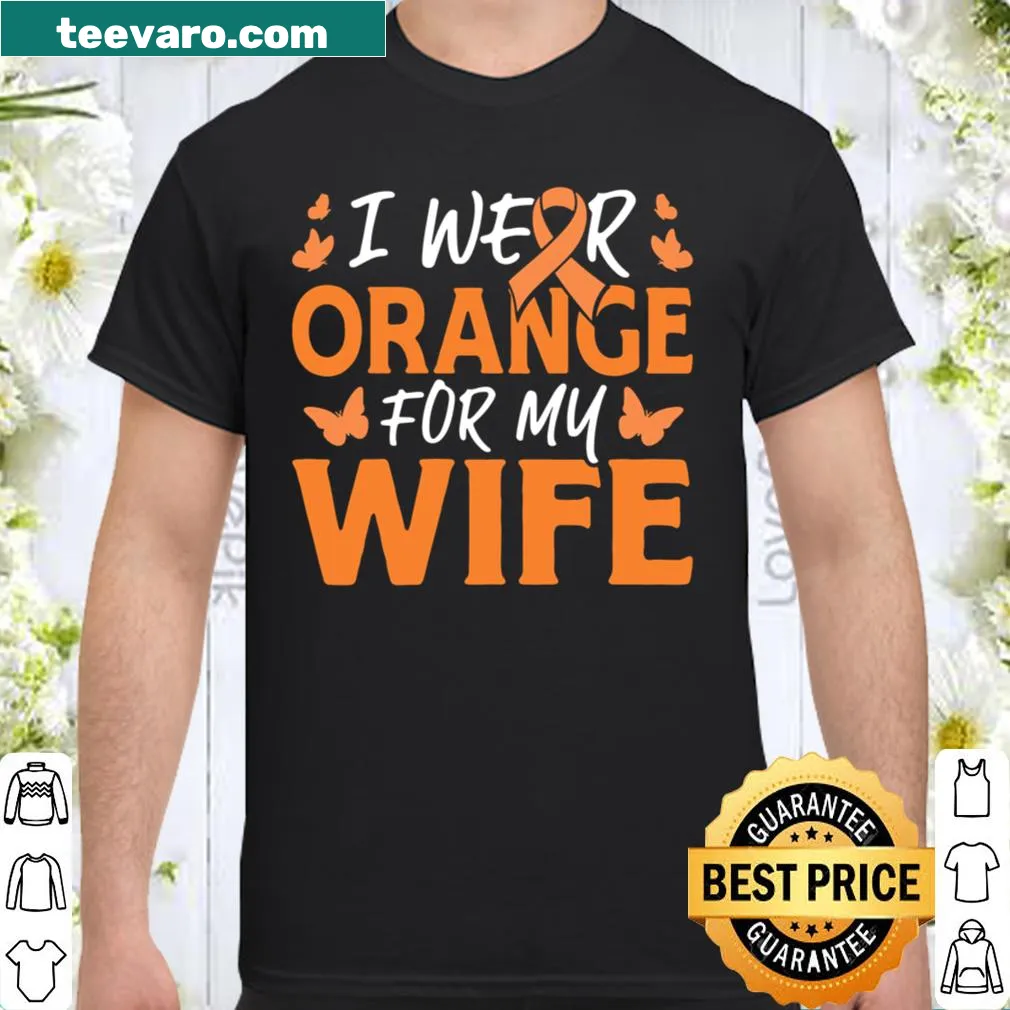 Cancer awareness t-shirt with orange ribbon symbol for leukemia