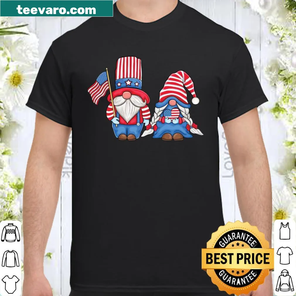 Couple gnomes illustration celebrating love and patriotism.