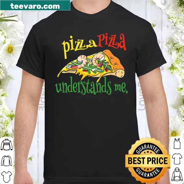 Whimsical pizza-themed T-shirt with humorous text
