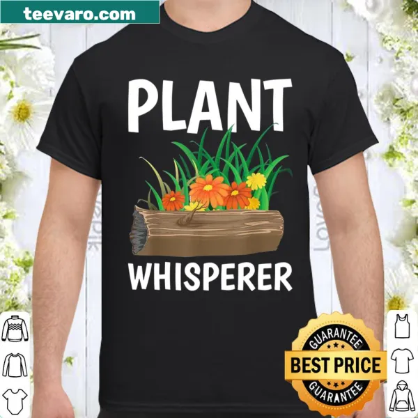 Cartoon-style gardening shirt featuring 'Plant Whisperer' graphic