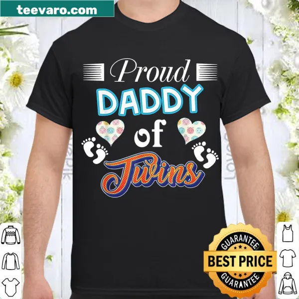 Heartwarming shirt for proud dads of twins with footprint graphics