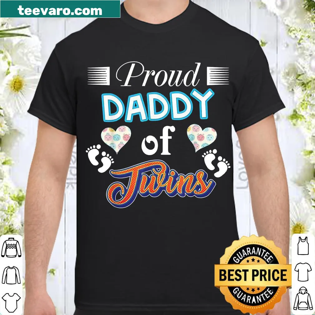 Heartwarming shirt for proud dads of twins with footprint graphics