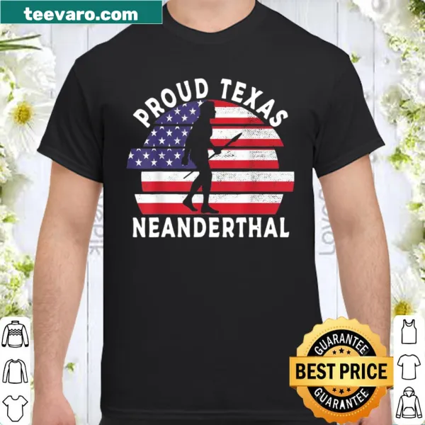Vintage distressed shirt featuring USA flag with a Neanderthal design