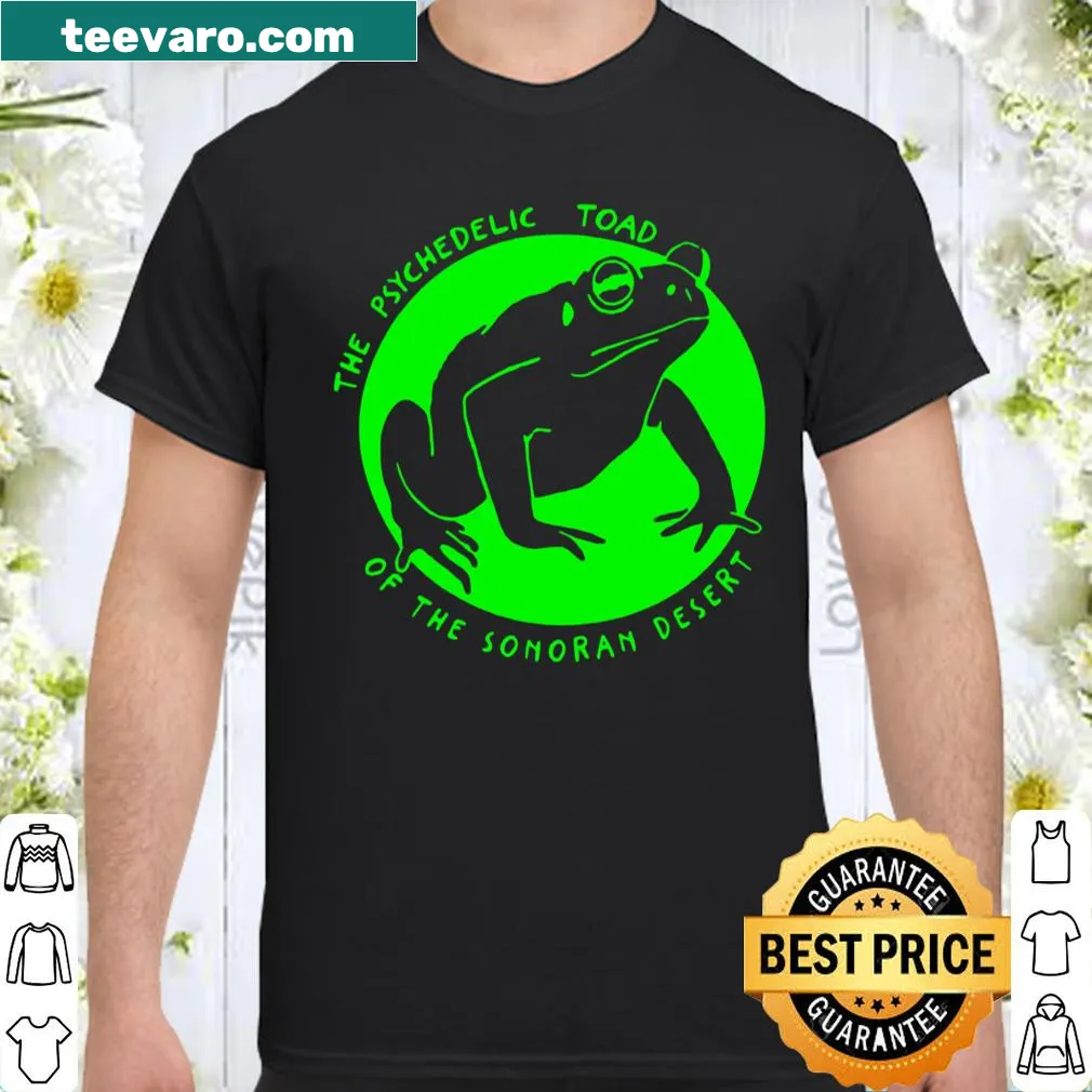 Shirt featuring a psychedelic toad design inspired by nature.