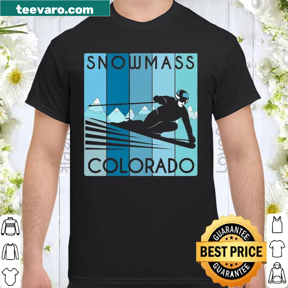 Vintage ski shirt with retro design inspired by Snowmass, CO