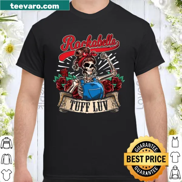 Illustrated rockabilly shirt with skull and pin-up design