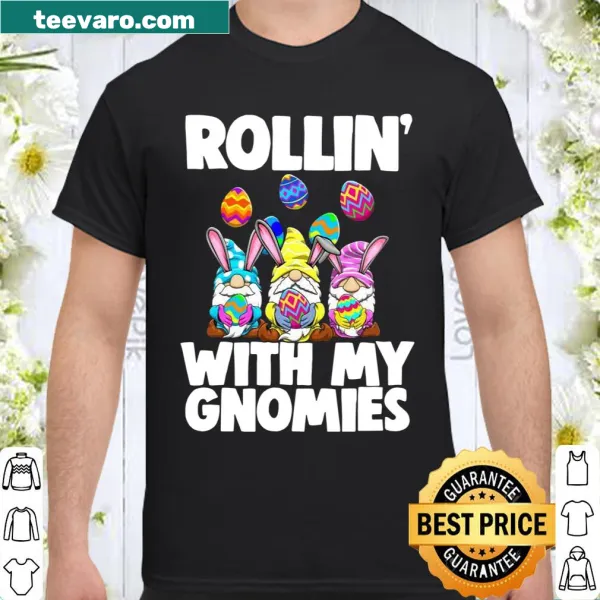 Cartoon Easter shirt featuring gnomes and playful text
