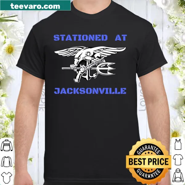 Text T-shirt with 'STATIONED AT JACKSONVILLE'