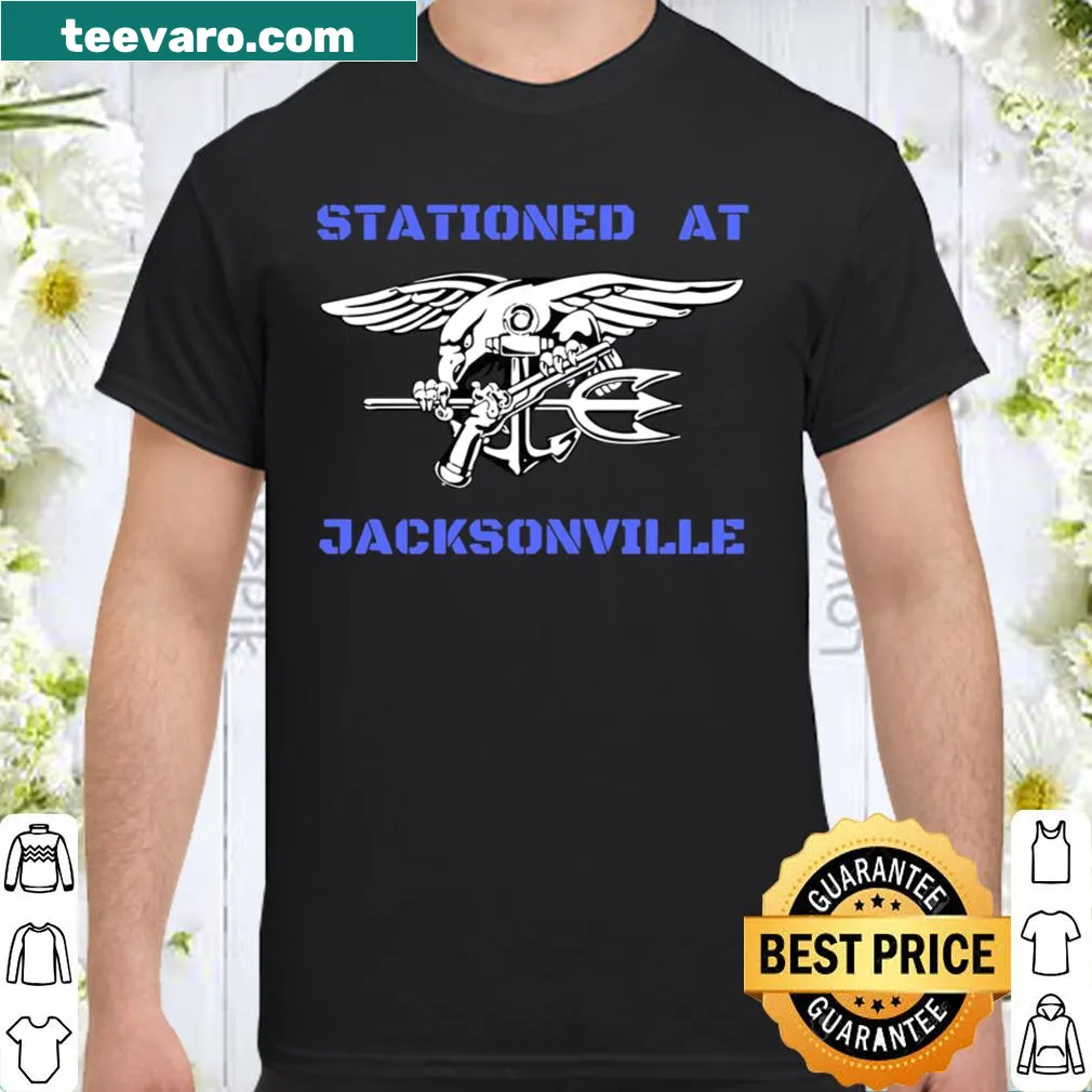 Text T-shirt with 'STATIONED AT JACKSONVILLE'
