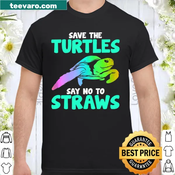 Watercolor tortoise design with text 'Save The Turtles' on shirt