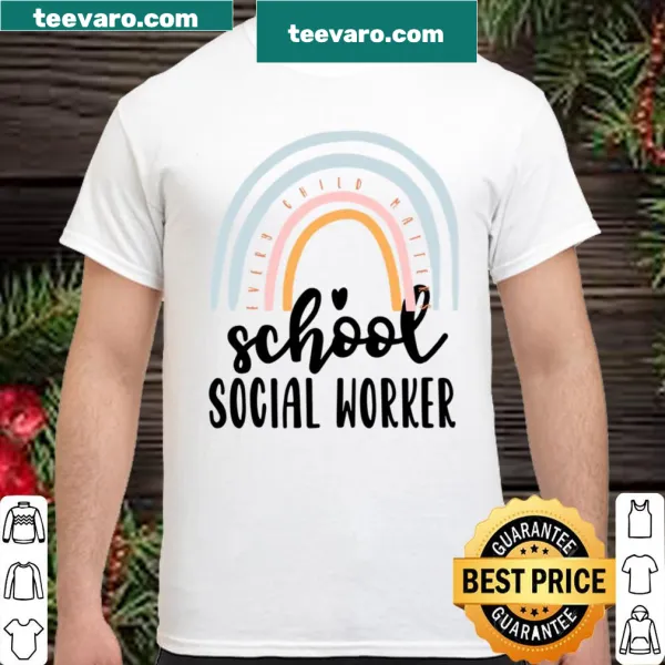 Boho rainbow shirt for school social workers, designed with warmth and compassion.