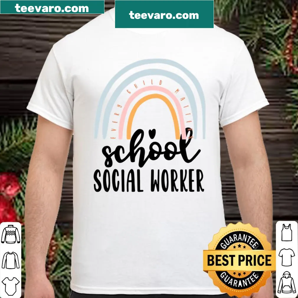Boho rainbow shirt for school social workers, designed with warmth and compassion.