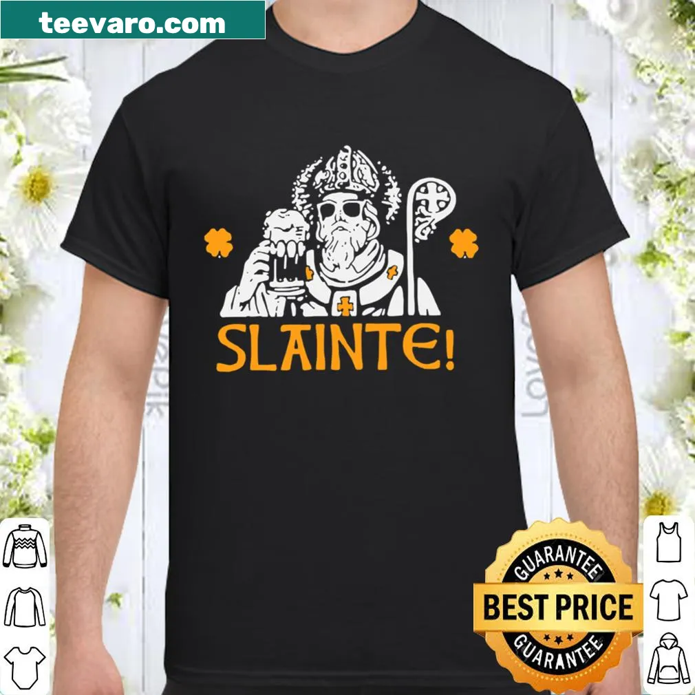 Playful St. Patrick's Day shirt with beer and shamrock illustration