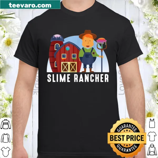 Quirky slime farmer design with barn and farm