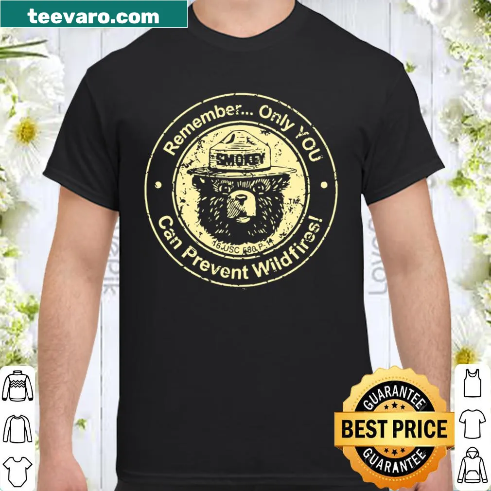 Raglan shirt with Smokey Bear's 'Only You Can Prevent Wildfires' text