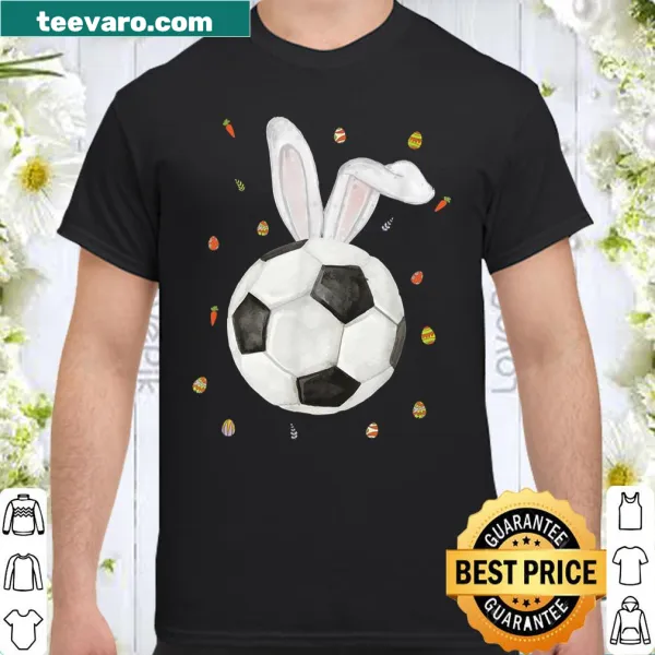 Cute soccer bunny design on an Easter-themed shirt for boys