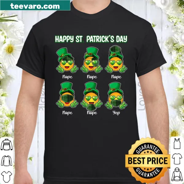 Funny St Patrick's Day shirt with emoji wearing a mask