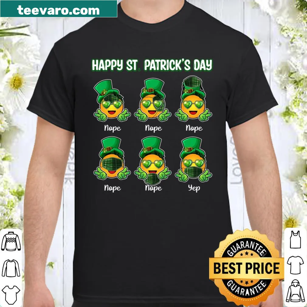 Funny St Patrick's Day shirt with emoji wearing a mask