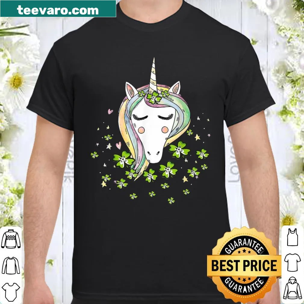 Unicorn with shamrocks graphic on a St. Patrick's Day T-shirt