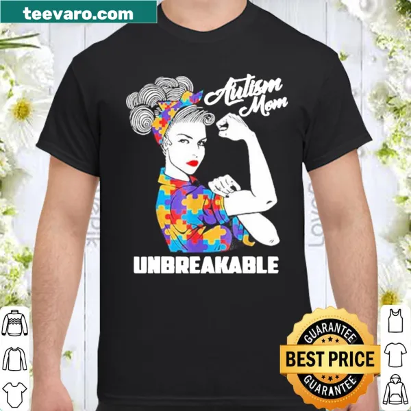 Empowering shirt celebrating strong autism moms with bold text.