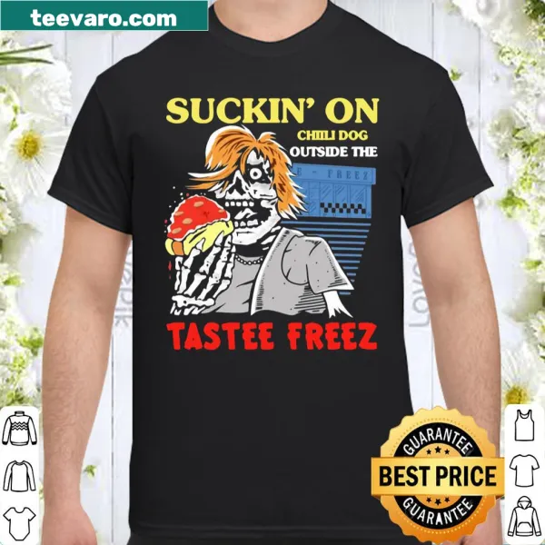 Food-themed shirt with humorous text about chili dogs