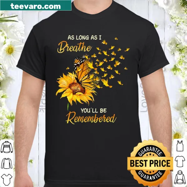 Memorial shirt featuring a sunflower, butterfly, and angel illustration