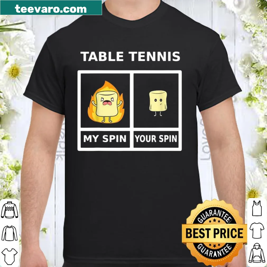 Playful table tennis shirt with humorous spin phrase