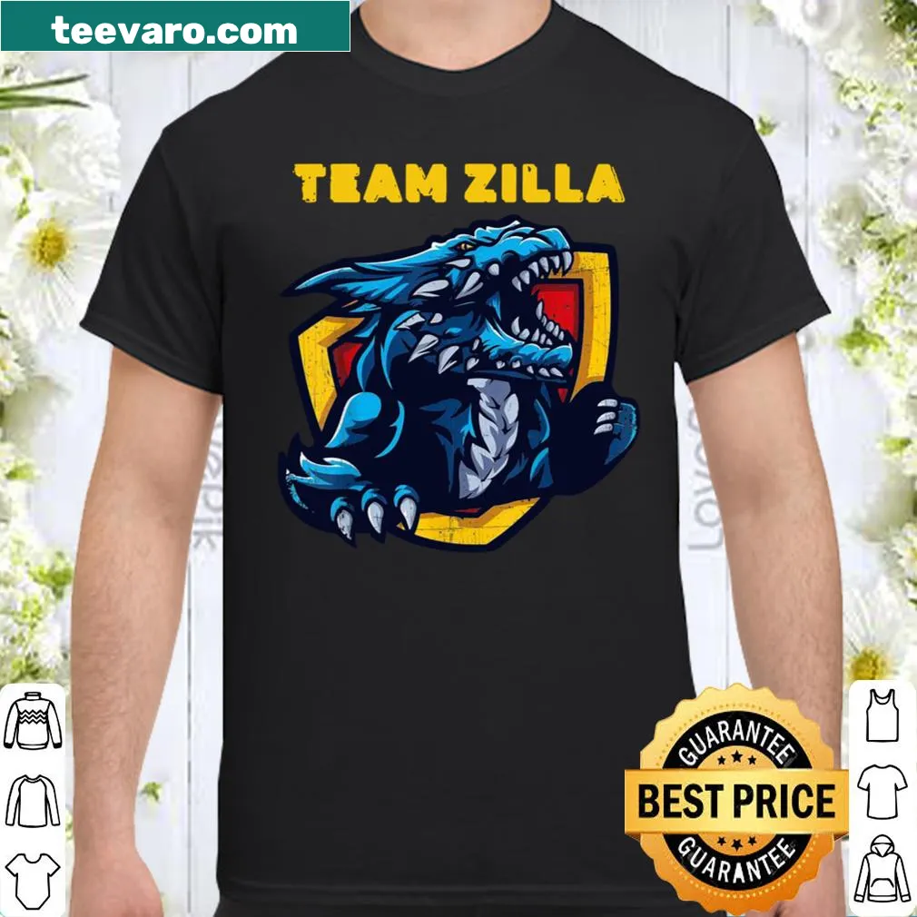 Fun monster-themed Team Zilla graphic T-shirt