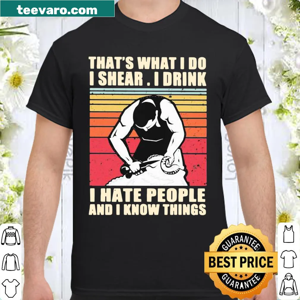 Funny vintage shirt with humorous text about shearing and drinking