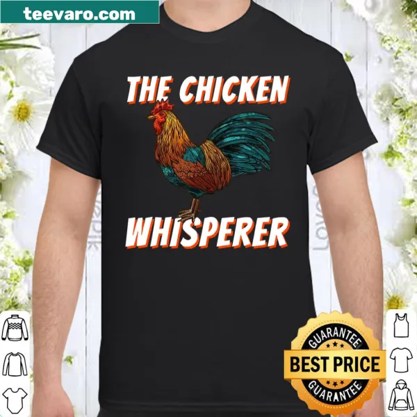 Illustrative shirt with the phrase The Chicken Whisperer and chicken graphics