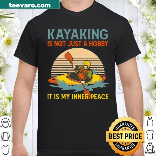 Retro sunset shirt celebrating the tranquility of kayaking