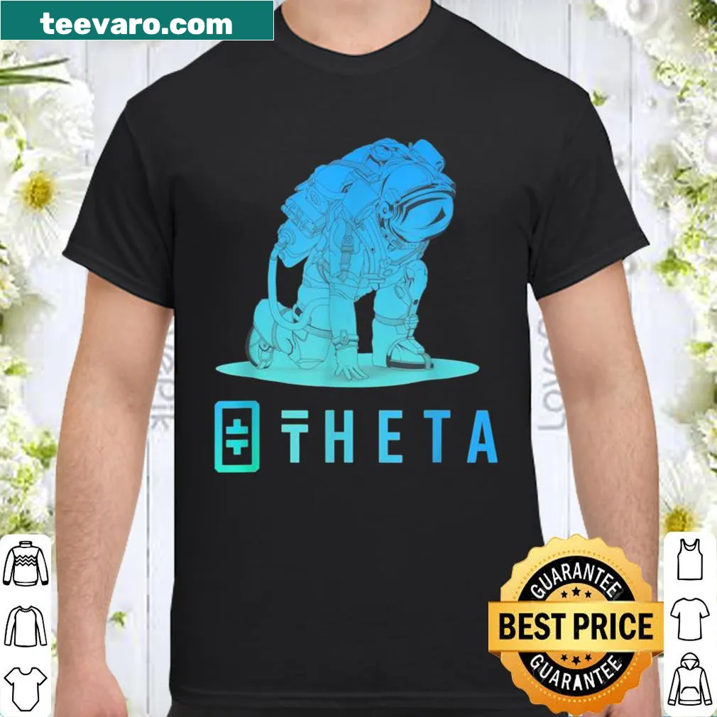 Minimalist t-shirt featuring Theta Coin cryptocurrency text