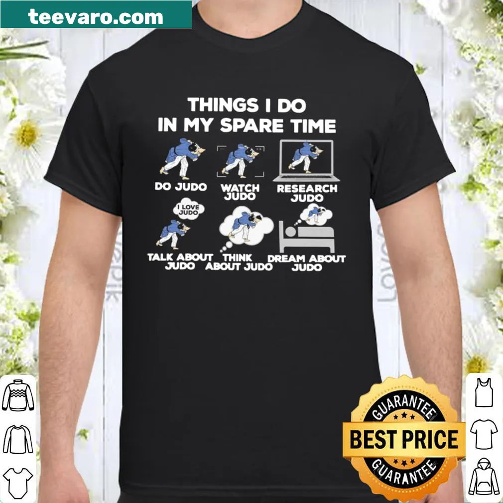 Judo-themed shirt highlighting spare time activities related to the sport.