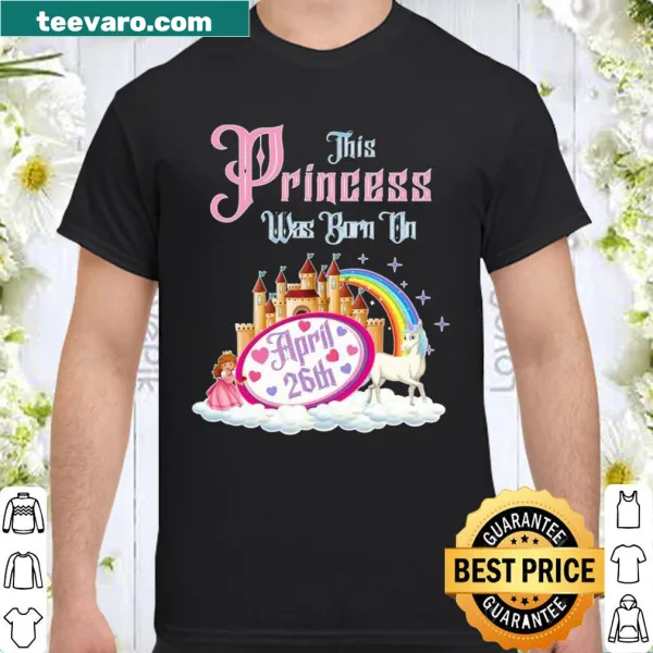 Whimsical unicorn birthday shirt celebrating April 26th