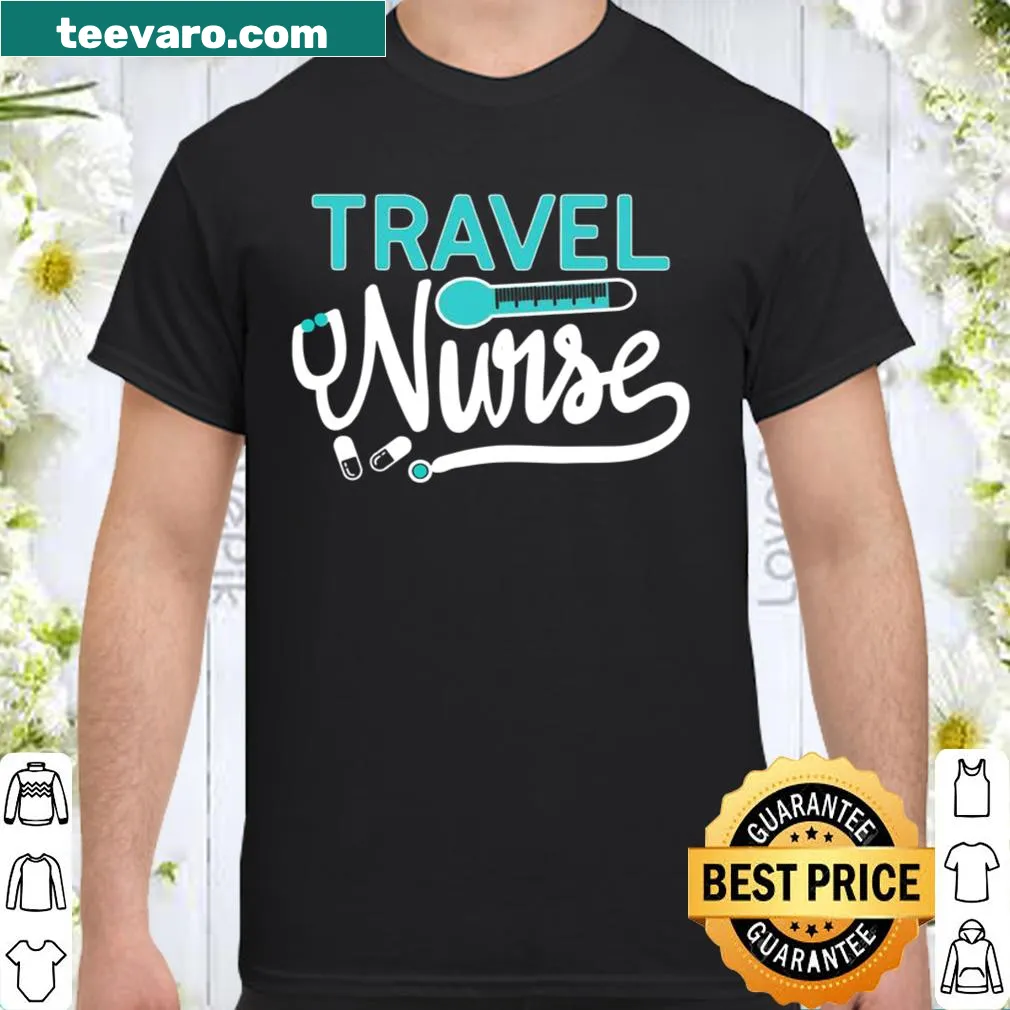 Travel Nurse Graduation T-shirt with medical and travel motifs