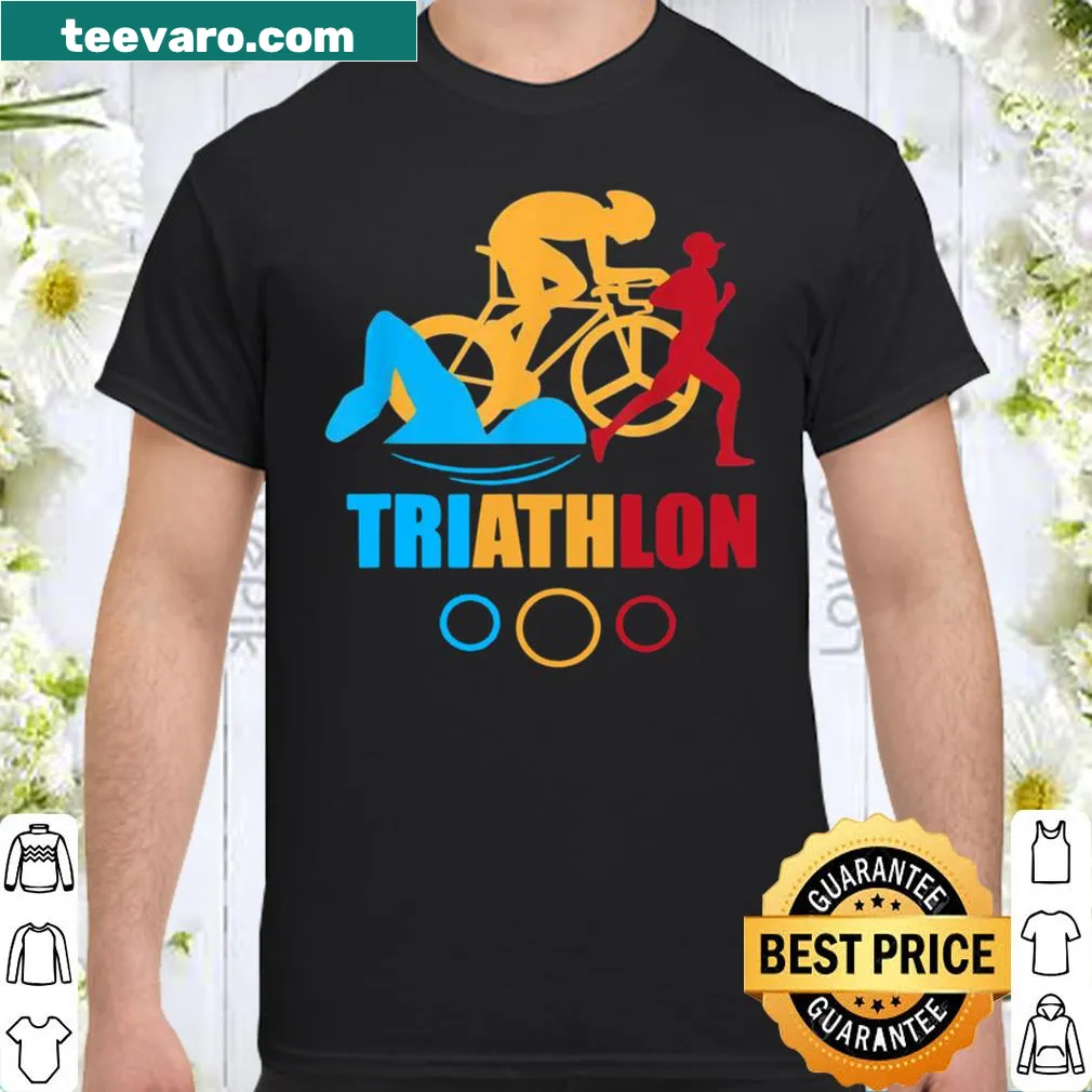 Funny triathlon shirt with playful wording about sports