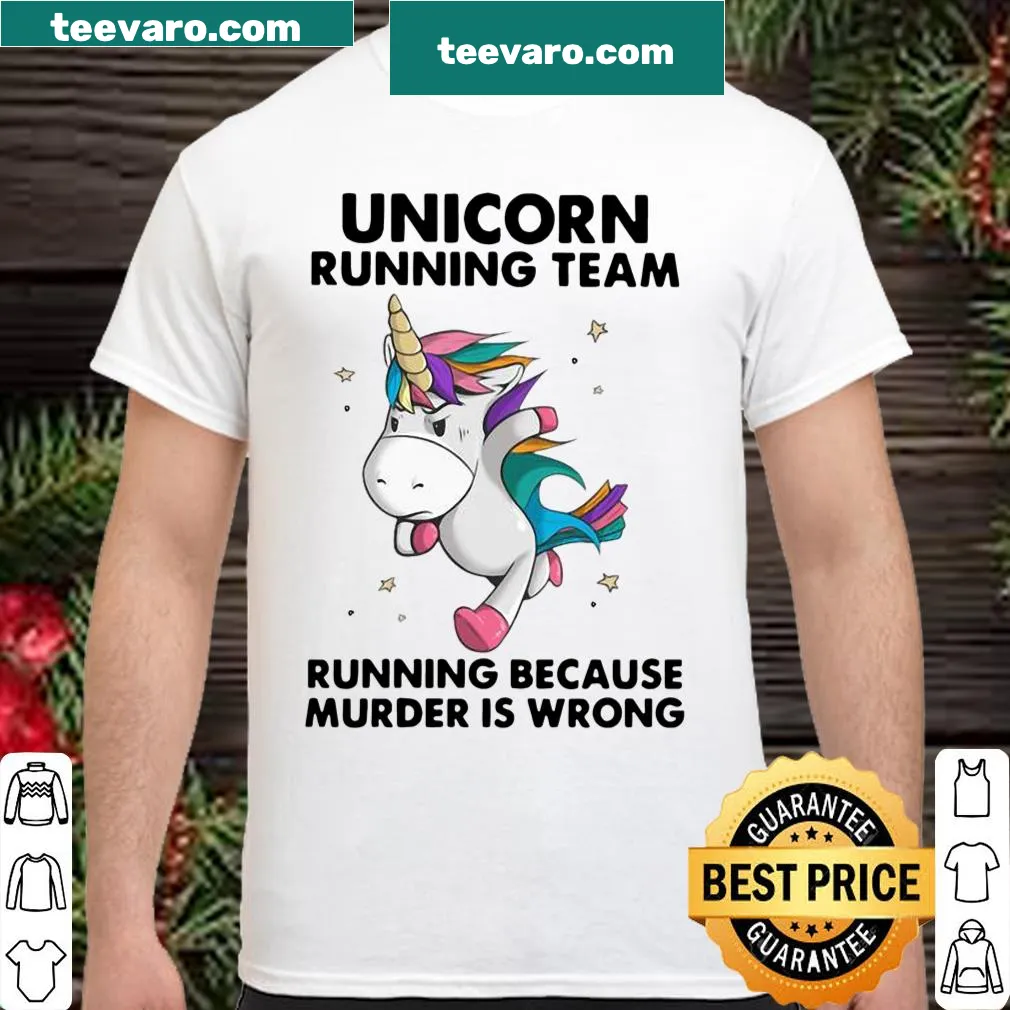 Funny unicorn running team shirt with humorous slogan