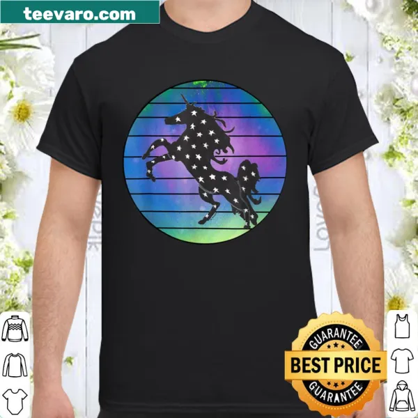 Unicorn silhouette over abstract circle design