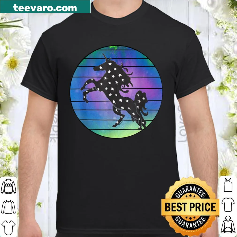 Unicorn silhouette over abstract circle design