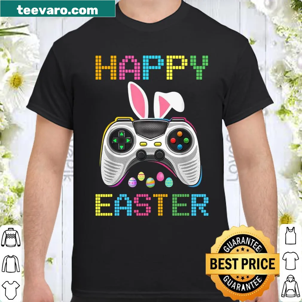 Easter-themed T-shirt with bunny and gaming controller design